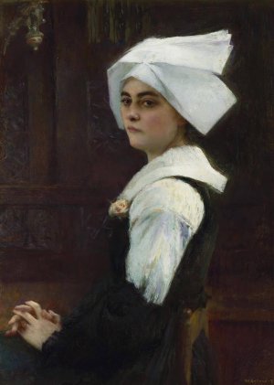 Breton Girl by Pascal-Adolphe-Jean Dagnan-Bouveret Oil Painting