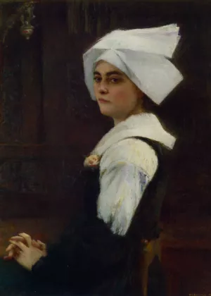 Breton Girl by Pascal-Adolphe-Jean Dagnan-Bouveret Oil Painting