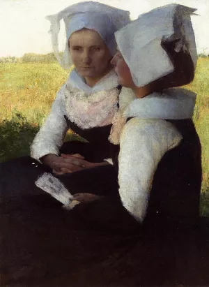 Breton Women by Pascal-Adolphe-Jean Dagnan-Bouveret Oil Painting