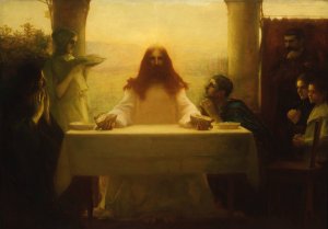 Christ and the Pilgrims at Emmaus by Pascal-Adolphe-Jean Dagnan-Bouveret Oil Painting