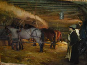 In the Stable by Pascal-Adolphe-Jean Dagnan-Bouveret - Oil Painting Reproduction