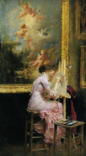 LArtiste au Musee painting by Pascal-Adolphe-Jean Dagnan-Bouveret