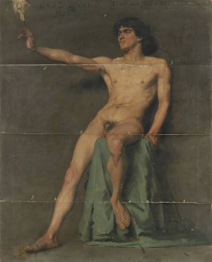 Male Nude Study by Pascal-Adolphe-Jean Dagnan-Bouveret Oil Painting