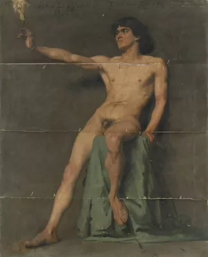 Male Nude Study by Pascal-Adolphe-Jean Dagnan-Bouveret Oil Painting