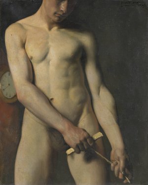 Nude Study of a Man by Pascal-Adolphe-Jean Dagnan-Bouveret Oil Painting