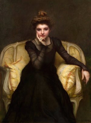 Portrait d'une elegante by Pascal-Adolphe-Jean Dagnan-Bouveret Oil Painting