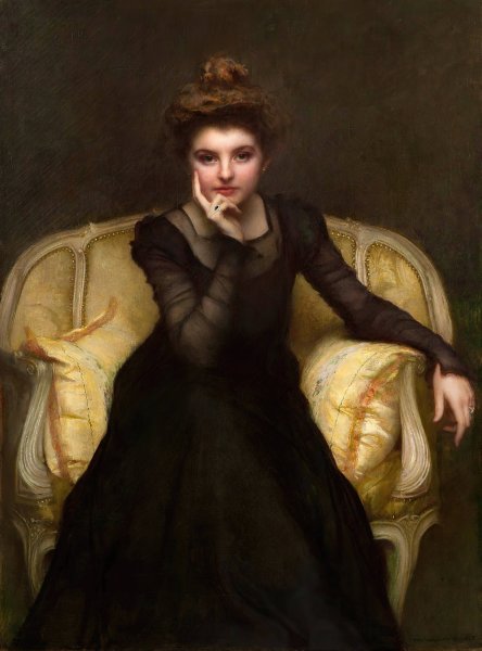 Portrait d'une elegante  by Pascal-Adolphe-Jean Dagnan-Bouveret - Hand-Painted Oil Painting Reproduction