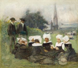 Study for Breton Women at a Pardon by Pascal-Adolphe-Jean Dagnan-Bouveret Oil Painting