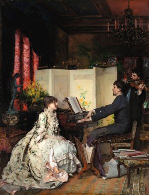 The Duet by Pascal-Adolphe-Jean Dagnan-Bouveret Oil Painting