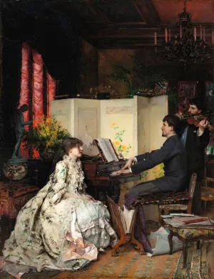 The Duet by Pascal-Adolphe-Jean Dagnan-Bouveret Oil Painting