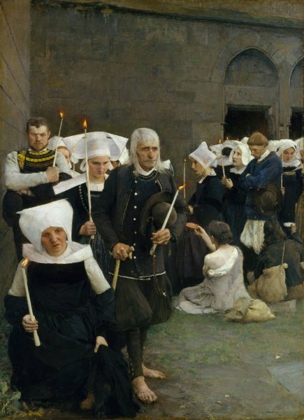 The Pardon in Brittany  by Pascal-Adolphe-Jean Dagnan-Bouveret - Hand-Painted Oil Painting Reproduction