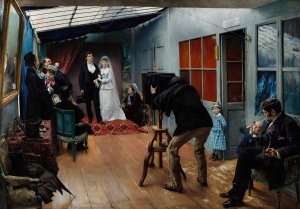 Wedding in the Photographer's Studio by Pascal-Adolphe-Jean Dagnan-Bouveret Oil Painting
