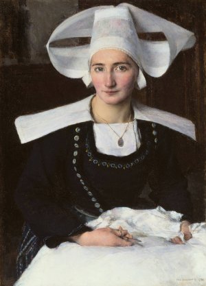 Woman from Brittany by Pascal-Adolphe-Jean Dagnan-Bouveret Oil Painting