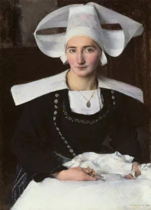 Woman from Brittany by Pascal-Adolphe-Jean Dagnan-Bouveret Oil Painting