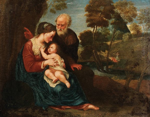 Le Repos De La Sainte Famille by Pasquale Rossi - Hand-Painted Oil Painting Reproduction