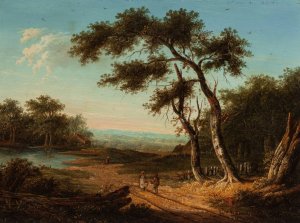Figures on a Sunlit Country Road by Patrick Nasmyth Oil Painting