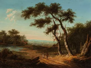 Figures on a Sunlit Country Road by Patrick Nasmyth Oil Painting