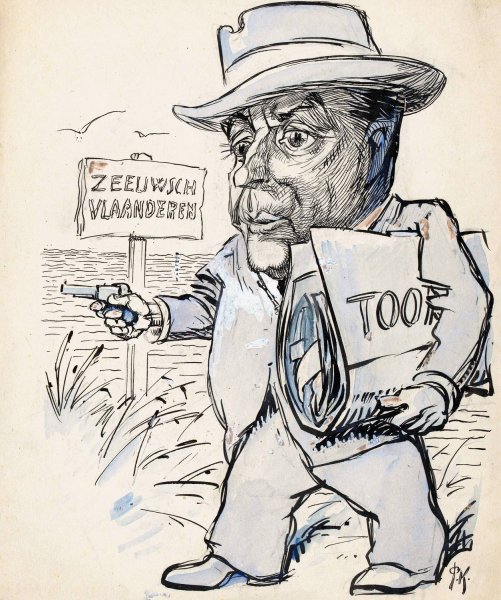 Main Product Photo of Man met pistool in Zeeuws-Vlaanderen  Painting by Patricq Kroon