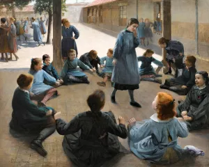 The Ferret Game by Paul-Albert Bartholome Oil Painting
