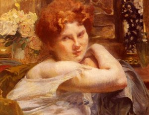 Le Femme Aux Cheveux Roux by Paul Albert Besnard Oil Painting