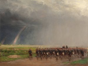 Soldiers on the march by Paul Alexandre Protais Oil Painting