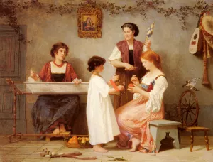 Afternoon Pastimes by Paul Alfred De Curzon Oil Painting