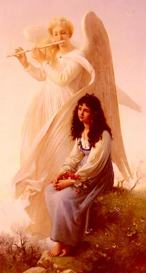 La Jeune Fille A L'ange by Paul Alfred De Curzon - Oil Painting Reproduction