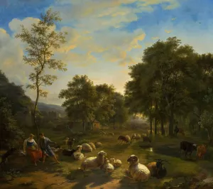 Pastoral scene by Paul Balthasar Ommeganck Oil Painting