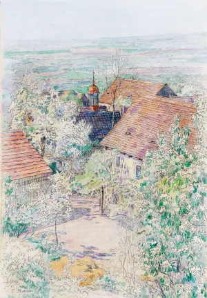 Blick aus Homberg an der Efze uber bluhende Baume by Paul Baum Oil Painting