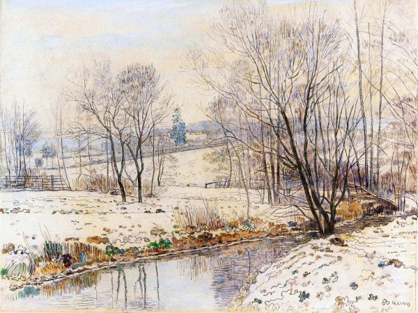 Flusslandschaft in Hessen  by Paul Baum - Hand-Painted Oil Painting Reproduction