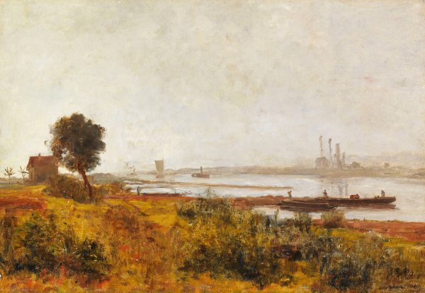 Flusslandschaft in Mecklenburg  by Paul Baum - Hand-Painted Oil Painting Reproduction