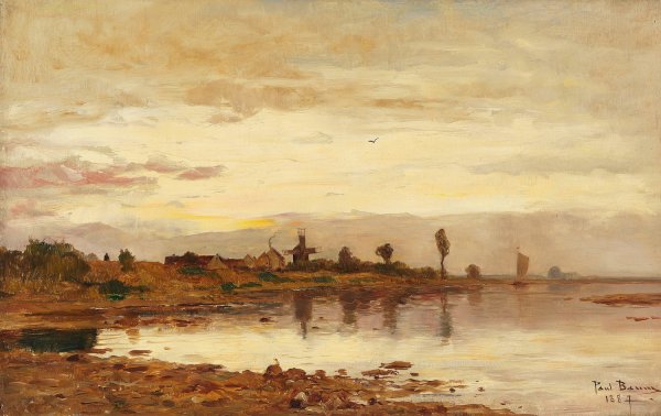 Hollandische Kanallandschaft  by Paul Baum - Hand-Painted Oil Painting Reproduction