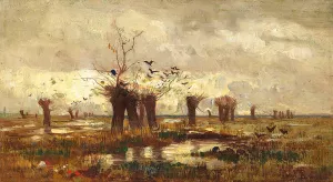Moorlandschaft mit Kopfweiden by Paul Baum Oil Painting