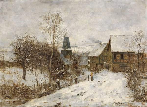 Oberweimar im Winter  by Paul Baum - Hand-Painted Oil Painting Reproduction