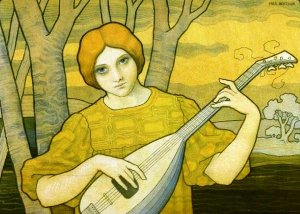 La Harpe and La Mandore by Paul Berthon Oil Painting