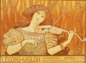 Lecons de Violon by Paul Berthon Oil Painting