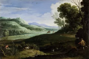 Landscape with Hunters by Paul Bril Oil Painting
