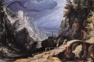 Mountain Scene by Paul Bril Oil Painting