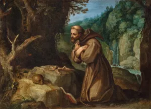 Saint Francis of Assisi in meditation by Paul Bril Oil Painting