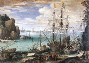 View of a Port by Paul Bril Oil Painting