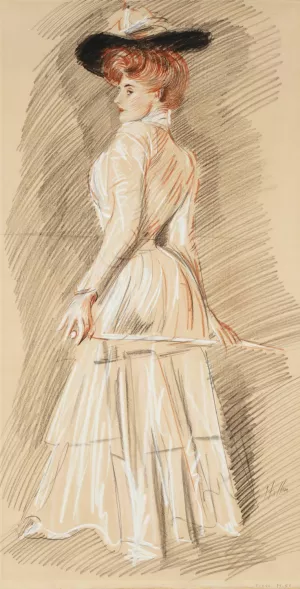 Elegante a la canne by Paul Cesar Helleu Oil Painting