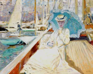 En bateau by Paul Cesar Helleu Oil Painting