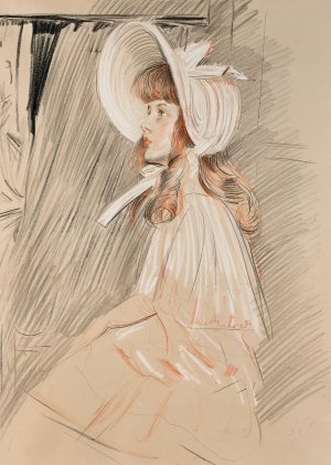 Fillette regardant vers le haut by Paul Cesar Helleu Oil Painting