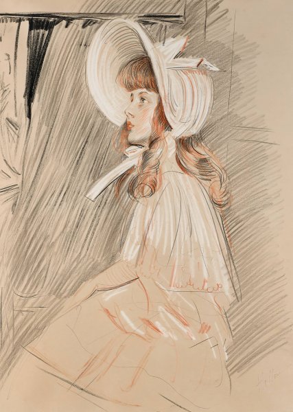 Main Product Photo of Fillette regardant vers le haut Painting by Paul Cesar Helleu