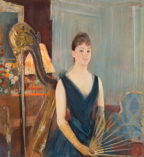 Main Product Photo of Harpiste assise a l'eventail Painting by Paul Cesar Helleu