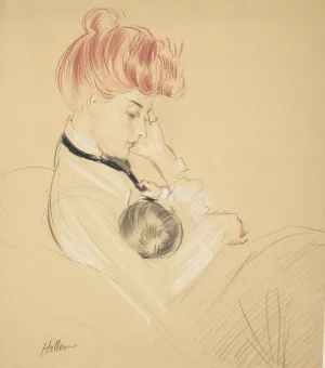 Madame Helleu Cradling Paulette in Her Arms by Paul Cesar Helleu Oil Painting