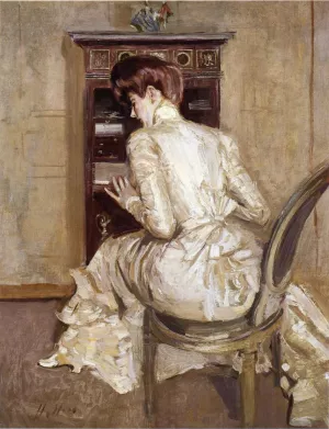 Madame Paul Helleu Seated at Her Secretaire, Seen from the Back by Paul Cesar Helleu - Oil Painting Reproduction