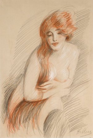 Nu Feminin a La Longue Chevelure by Paul Cesar Helleu Oil Painting