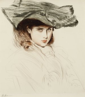 Portrait of a Young Lady with Hat by Paul Cesar Helleu Oil Painting