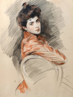 Portrait Of Elisabeth Van Biema by Paul Cesar Helleu Oil Painting